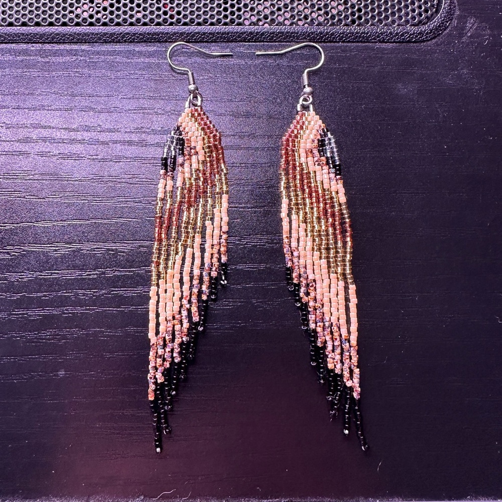 Elegant Beaded Dangle Earrings - Multicolor